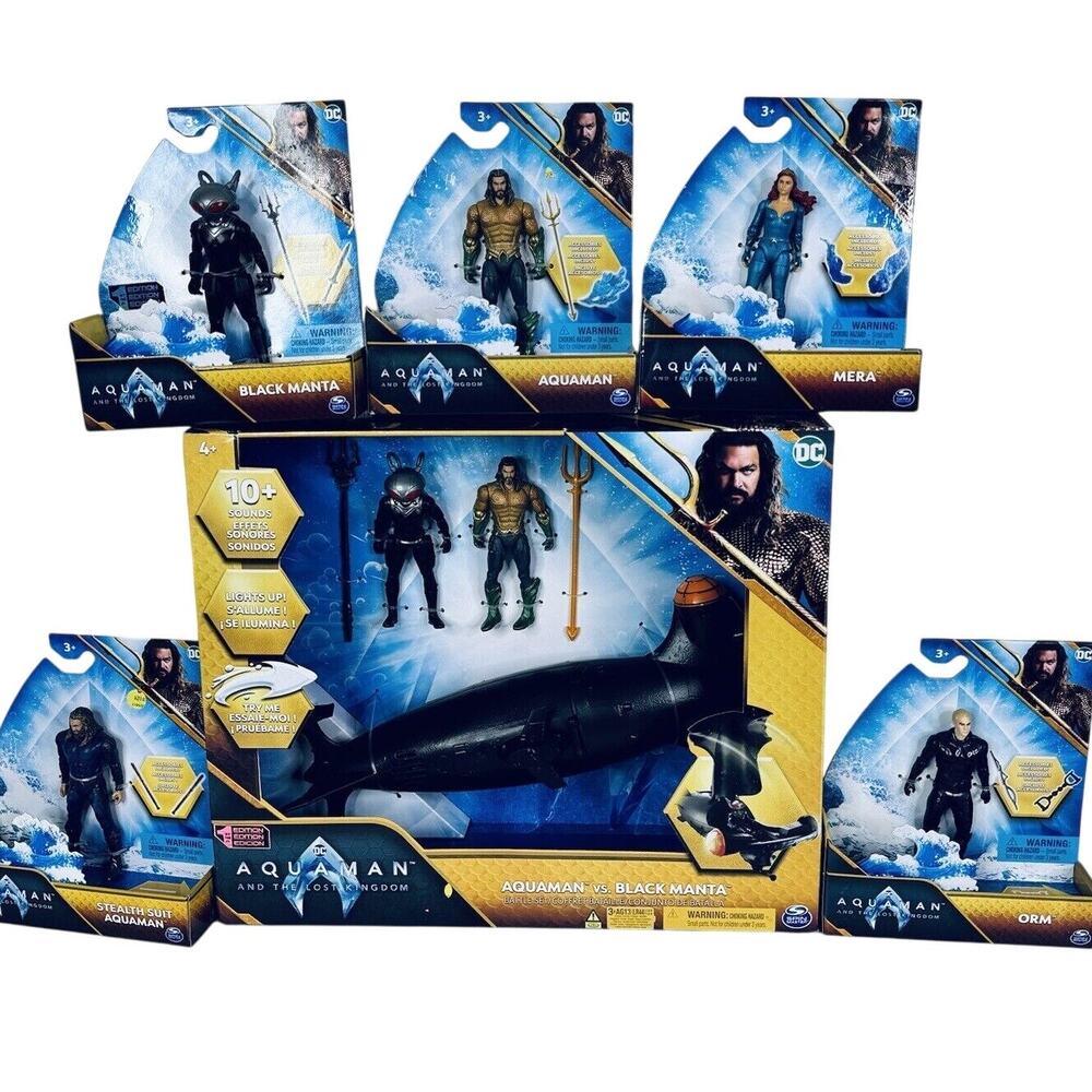DC Aquaman vs Black Manta Battle Set w/ Submarine & 5 Figures‎ Lot Mera Orm